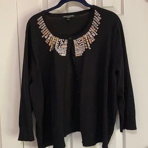 Black jeweled neck sweater.